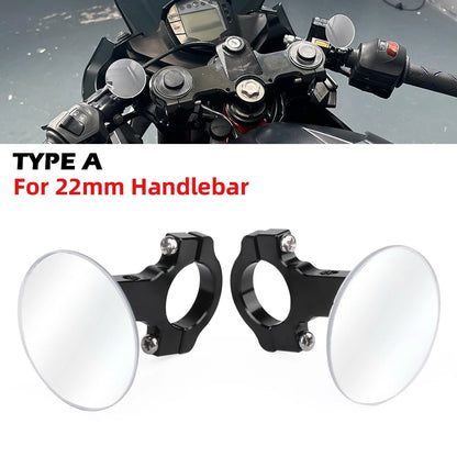 Universal Convex Rearview Mirror Rimless 360° Wide Vision Handlebar Mount
