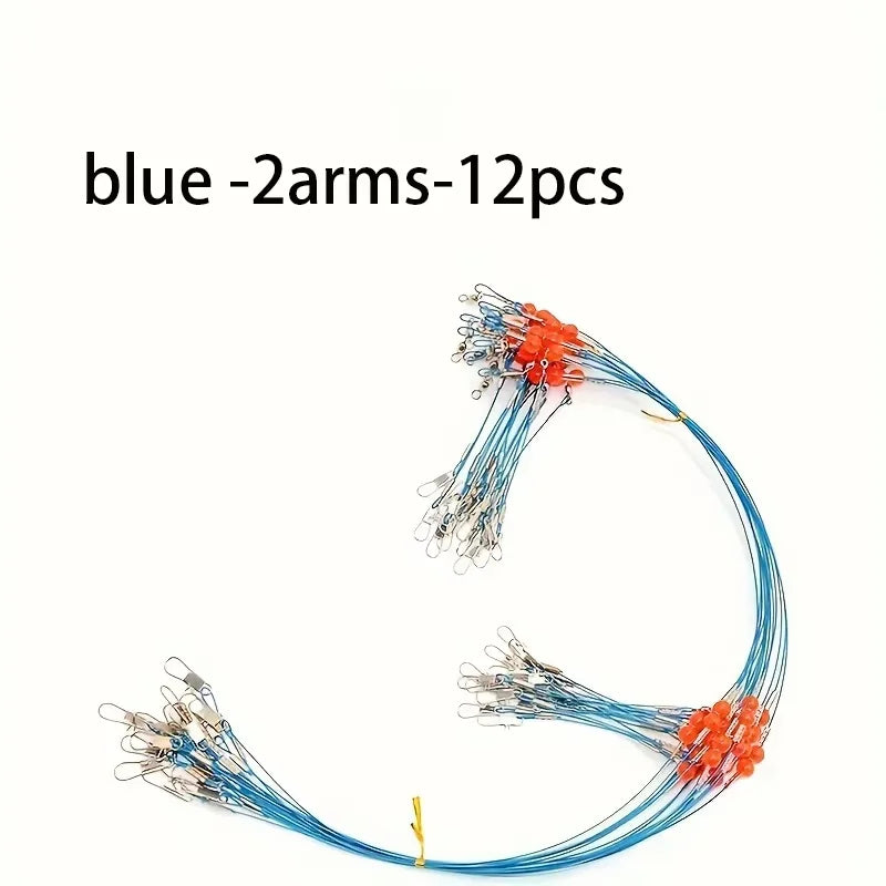Blue Stainless Steel Fishing Leader Rigs with Snap Saltwater Wire Trace Tackle