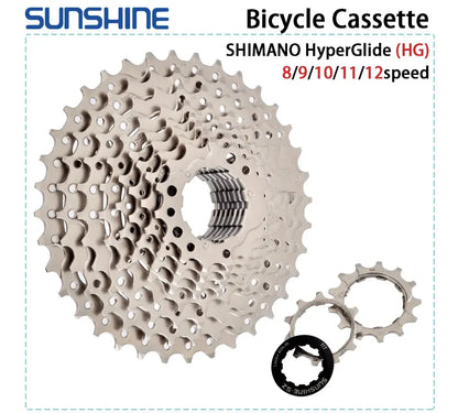 SUNSHINE 8–12 Speed Road Cassette 11-23T to 11-36T Compatible Shimano HG - EXPROTAS