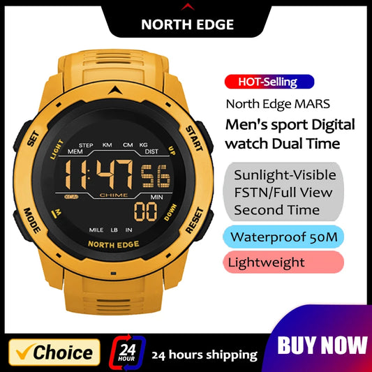 NORTH EDGE Mens Smart Watch Women Sportswatch Dual Time Running Pedometer Countdown Waterproof 50m Digital Alarm Military Clock-EXPROTAS