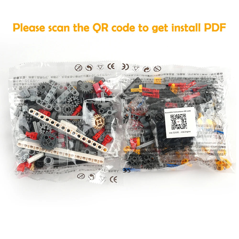 Motor AA Battery V16 Engine Gearbox MOC Technical Model DIY Electric Toy