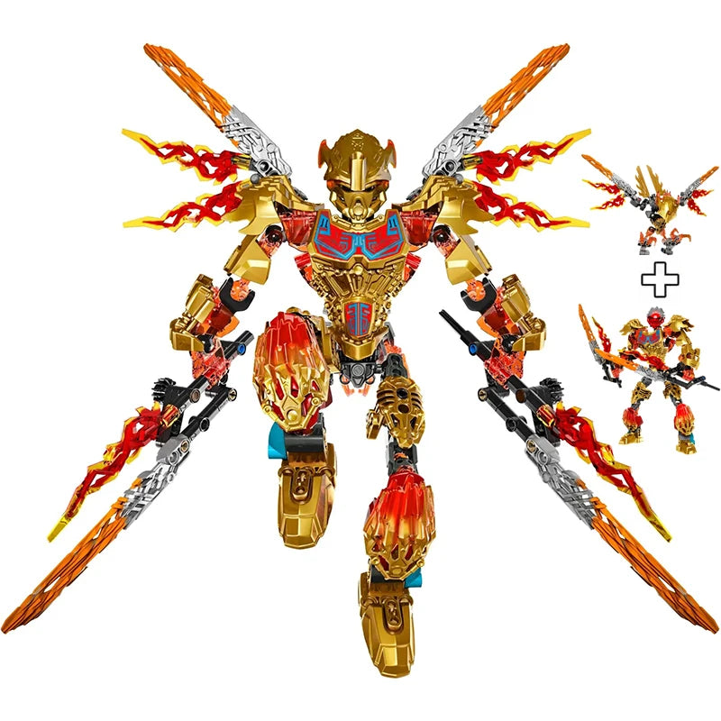 Superheroes Bionicle Golden Mask Robot Mecha Building Blocks Bricks Boys Toys