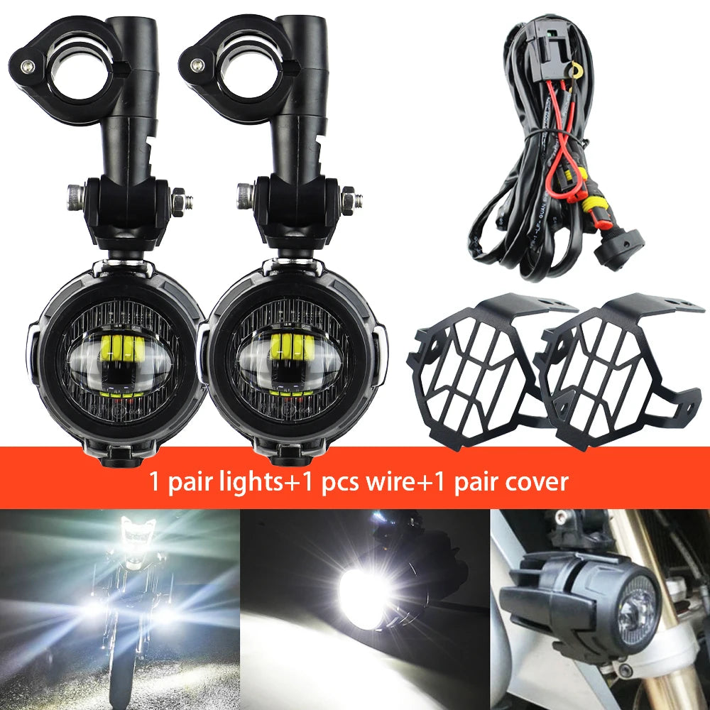 Auxiliary Lights LED Spot Driving Fog Lights for R1200GS F800GS K1600 Universal Motorcycle 40W 6000K Fog Lamps-EXPROTAS