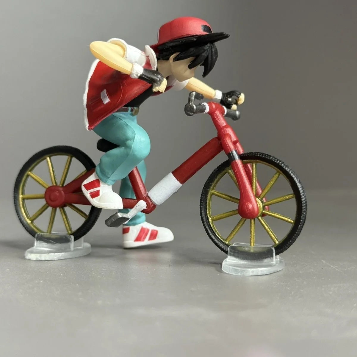 6cm Ash Ketchum Biking Figure Red PVC Action Mini Model Collectible Gift