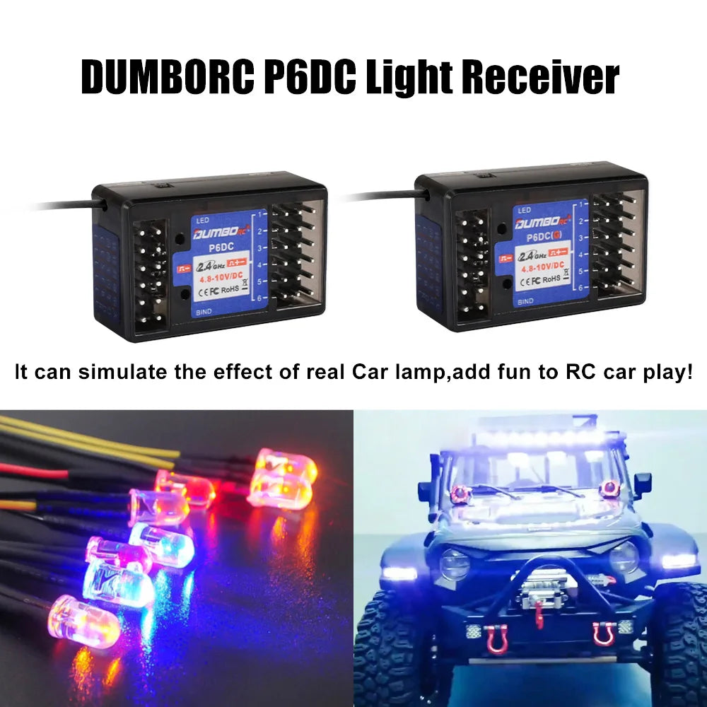 Dumborc 2.4GHz Receiver for RC Car Boat with Gyro P6DC P6F P4FM P10F