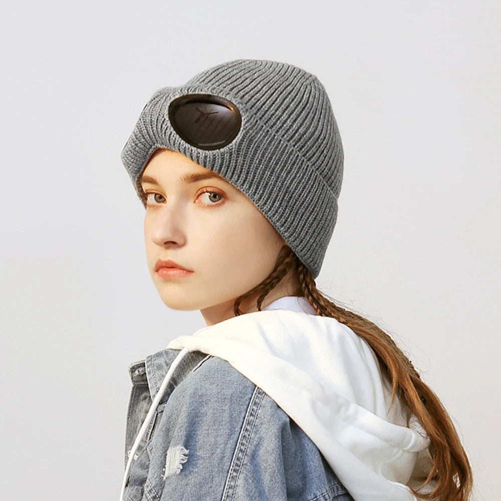 Winter Warm Beanie Hat Windproof Knitted Ski Cycling Cap for Men Women