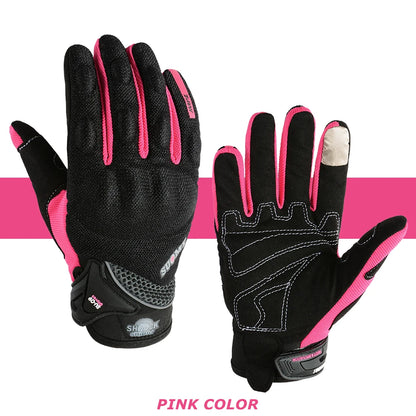 Women Motorcycle Gloves Summer Breathable Racing Touch Function Pink Purple