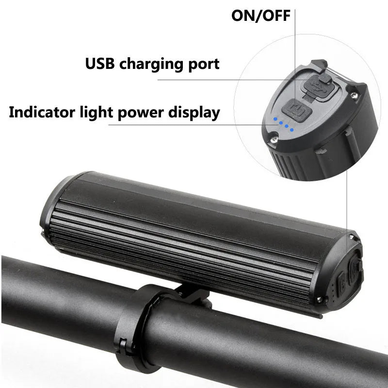 LED Bike Light 8000mAh Front Rechargeable Waterproof USB Torch Lamp