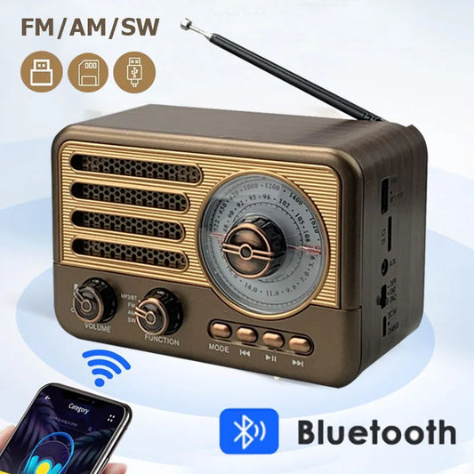 Bluetooth Speaker Retro Portable Radio AM FM Vintage SW Transistor