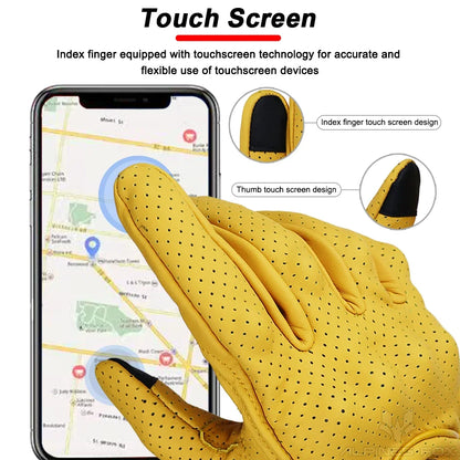 Vintage Goatskin Motorcycle Gloves Men Retro Leather Summer Riding M–XXL