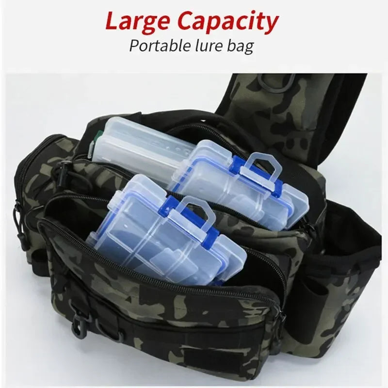 Fishing Rod Bag with Shoulder Strap Folding Tackle Storage Case Outdoor