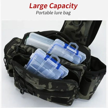 Fishing Rod Bag with Shoulder Strap Folding Tackle Storage Case Outdoor