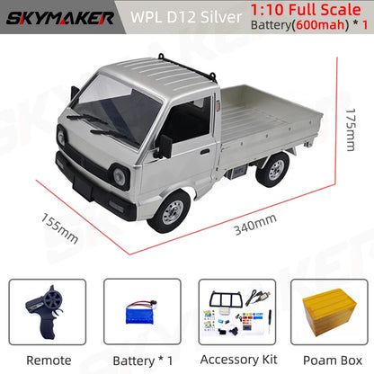 WPL D12 1:10 RC Car Simulation Drift Climbing Truck LED Light On-road RC Cars Trucks For Kids Gifts Toys-EXPROTAS