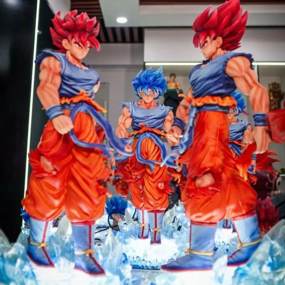 JT Statue Dragon Ball Z Goku Blue Figure LED Base Super Saiyan PVC Model Toy
