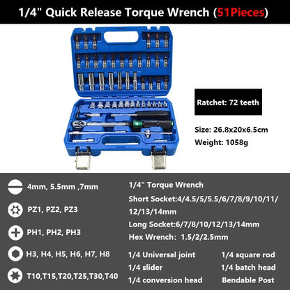 1/4'' Drive 2-24N.m Precise Double Scale Torque Wrench Set MTB Bike Socket Spanner Bicycle Motorcycle Ratchet Repair Toolbox Kit-EXPROTAS