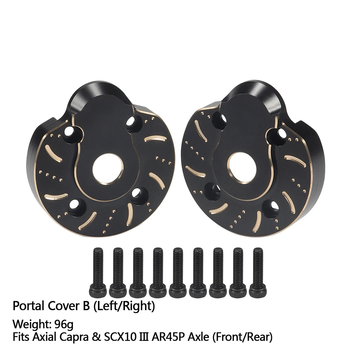 Black Brass Steering Knuckle Portal Cover Weights for Axial Capra SCX10 III