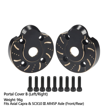 Black Brass Steering Knuckle Portal Cover Weights for Axial Capra SCX10 III