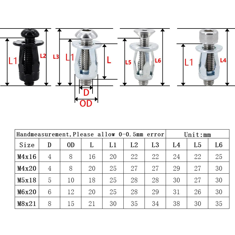 M4 M5 M6 Petal Shape Expansion Rivet Nuts Metal Jack Nut Screw Kit 30Pcs