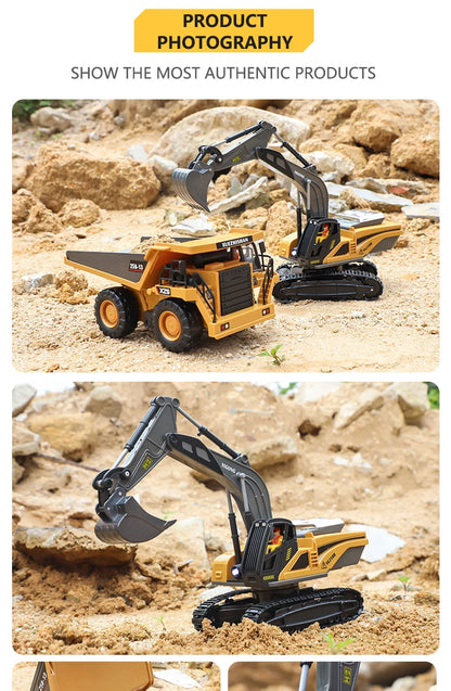 RC Excavator Dumper Car 2.4G Remote Control Engineering Vehicle Crawler Truck Bulldozer Toys for Boys Kids Christmas Gifts-EXPROTAS