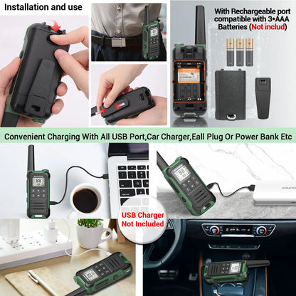 2Pcs Walkie Talkie Baofeng F22 Long Range PMR446 2-Way Radio for Camping