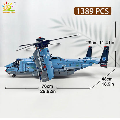 1389PCS Building Block V-22 Tiltrotor Helicopter Model Toy Set