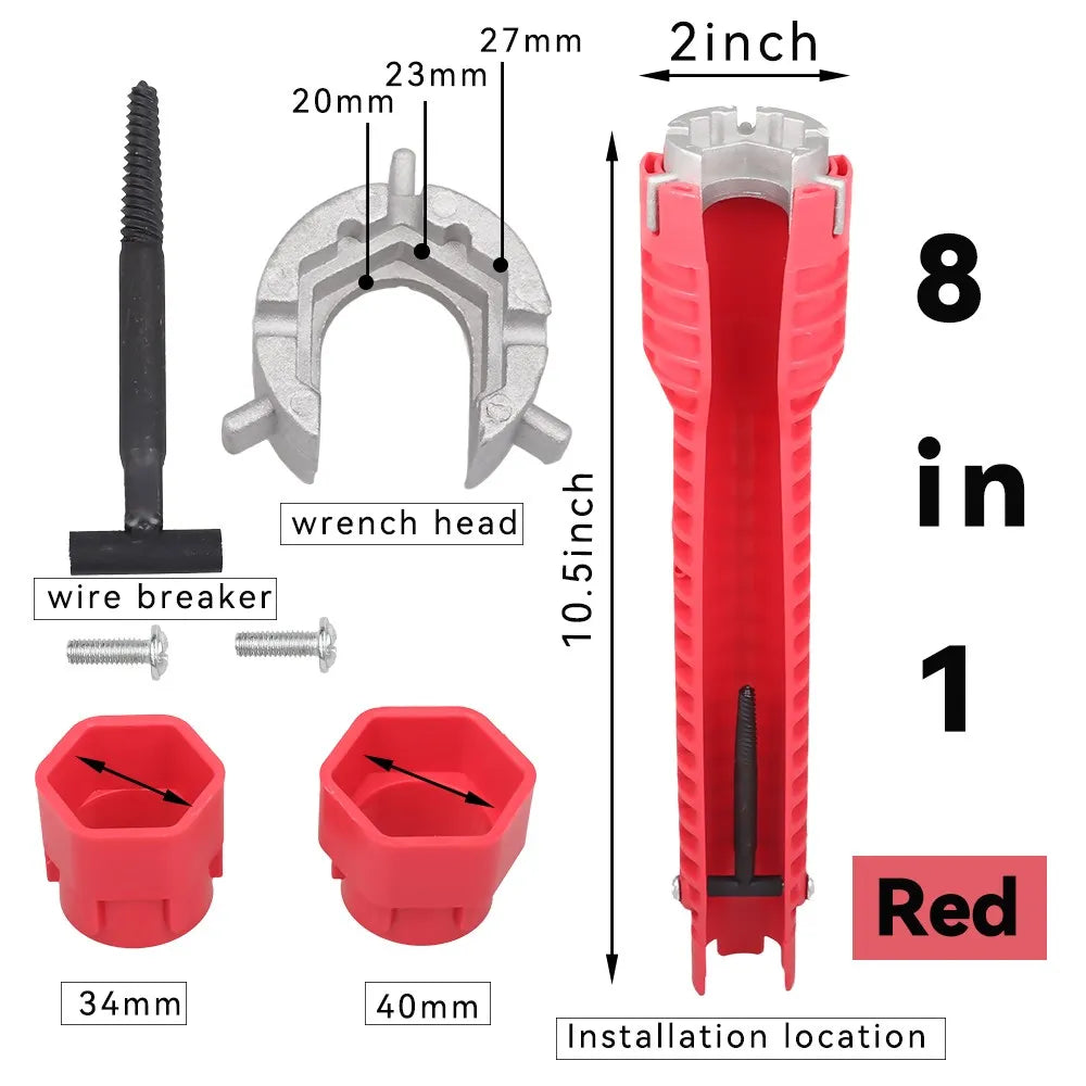 8-in-1 Flume Wrench Anti-Slip Sink Faucet Plumbing Repair Tool
