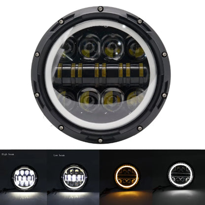 7" LED Headlight w/ DRL Angel Eyes for Harley Honda Yamaha Jeep H4