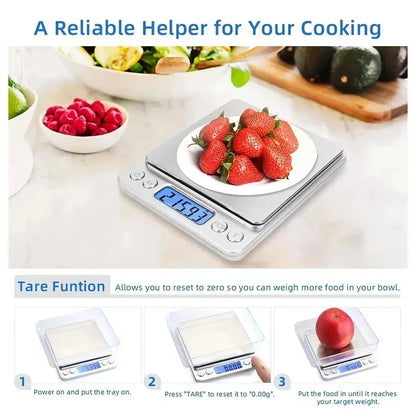 Digital Kitchen Scale Stainless Steel LCD Display Food Weighing Cooking 3kg