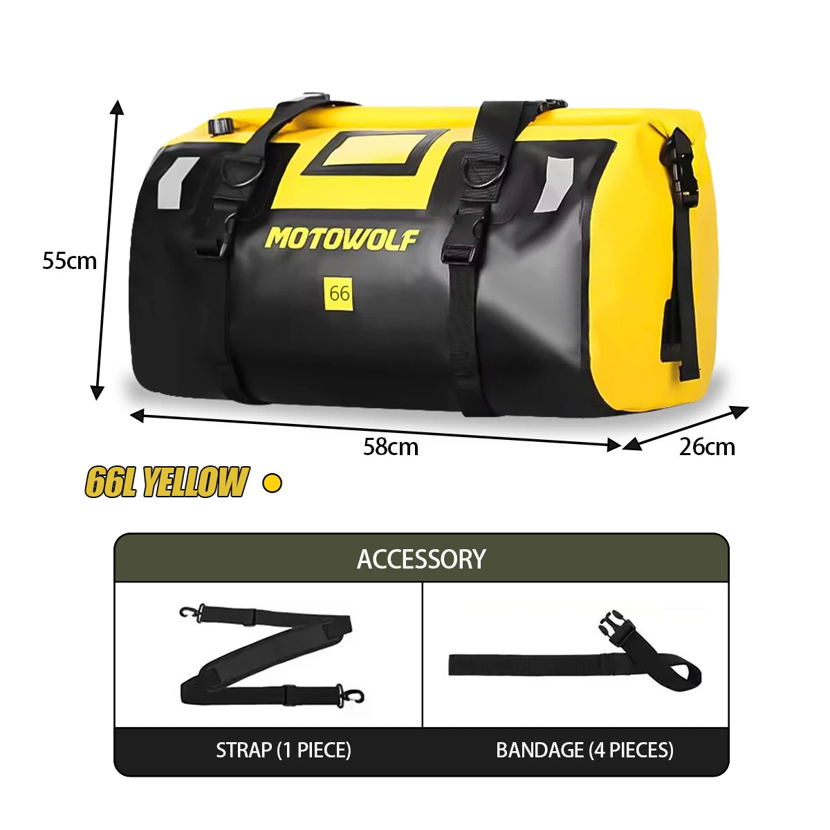 Waterproof Motorcycle Roll-Top Dry Tail Bag Backpack 20-66L