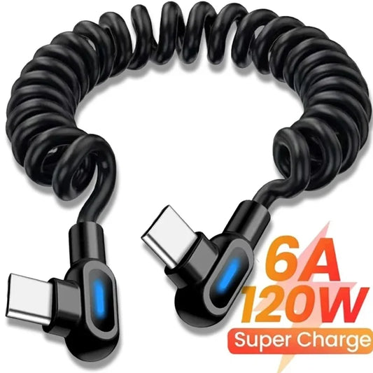 120W Fast Charging Cable USB 6A Line for Smartphones Charger Accessories
