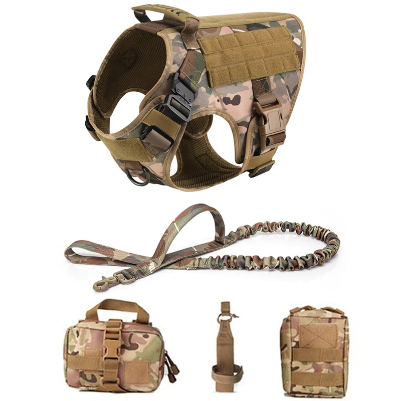 Tactical Military Vest Dog Harness & Leash Set for German Shepherds All Breeds