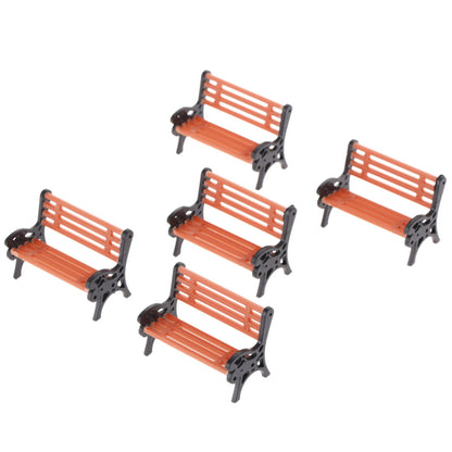 5PCS Mini Garden Ornament 1:30 Scale Park Bench Model Decor
