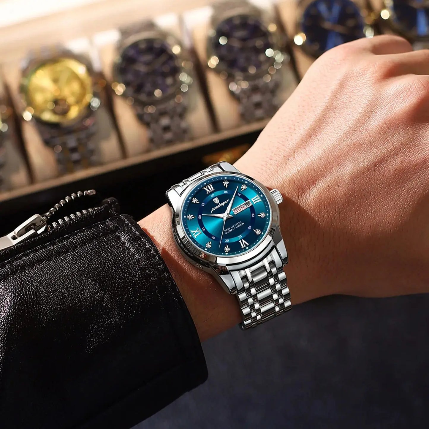 Poedagar Luxury Men's Watch Waterproof Quartz Luminous Date Stainless Steel