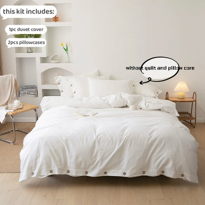 3pcs Double Duvet Cover King Size 100% Cotton Bedding Quilt Covers 220x240