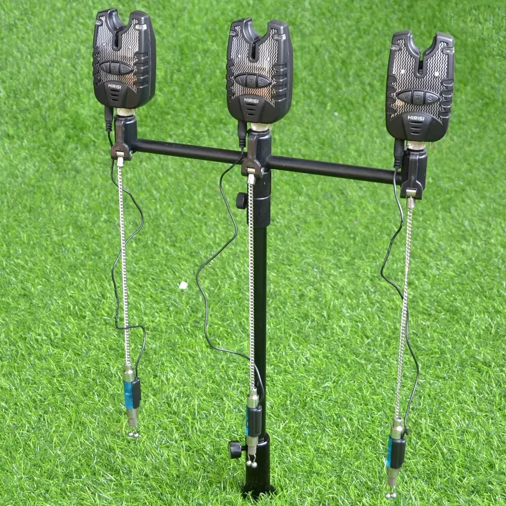Hirisi 3 Carp Fishing Bite Alarm and Swinger Set Water Resistant Blue LED Fishing Swingers Fish Bite Indicator-EXPROTAS