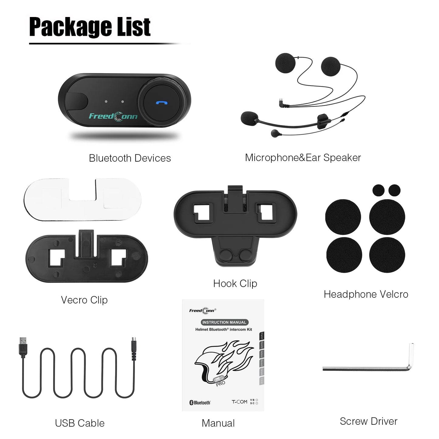 Freedconn Motorcycle Helmet Bluetooth Intercom BT5.1 FM Music Share Waterproof
