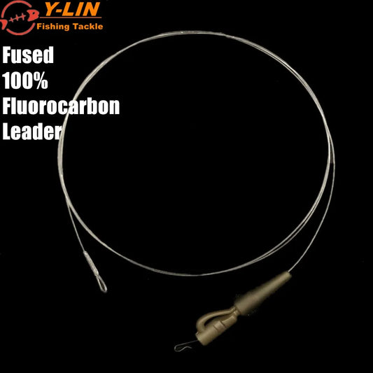 Carp Fishing Fused Leader Line Fluorocarbon w/ Lead Clips Hooklink Rig