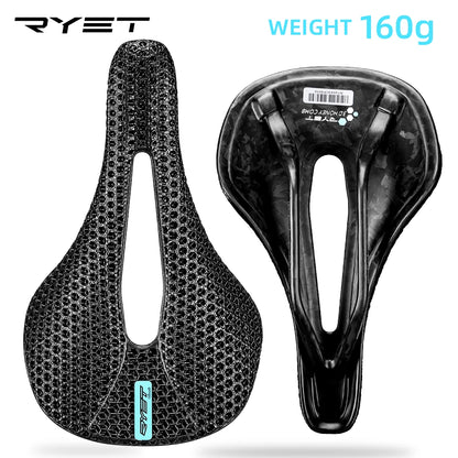 RYET 3D Printed Carbon Saddle 140/143mm Super Light Road MTB Bike Seat EVA