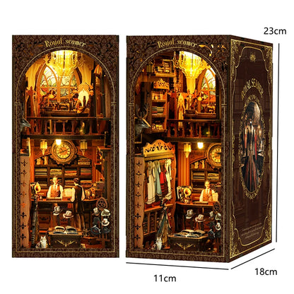 DIY Wooden Book Nook Mini Dollhouse 3D Puzzle Kit Bookshelf Insert Decor Gift - EXPROTAS