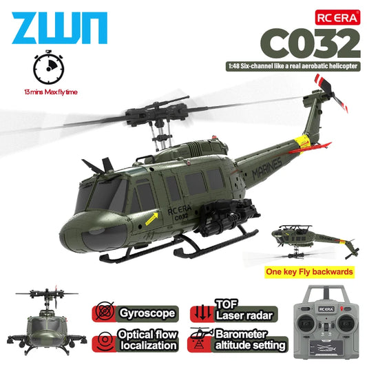 C032 RC Helicopter 2.4G 6CH Brushless Gyro Altitude Hold Optical Flow Drone