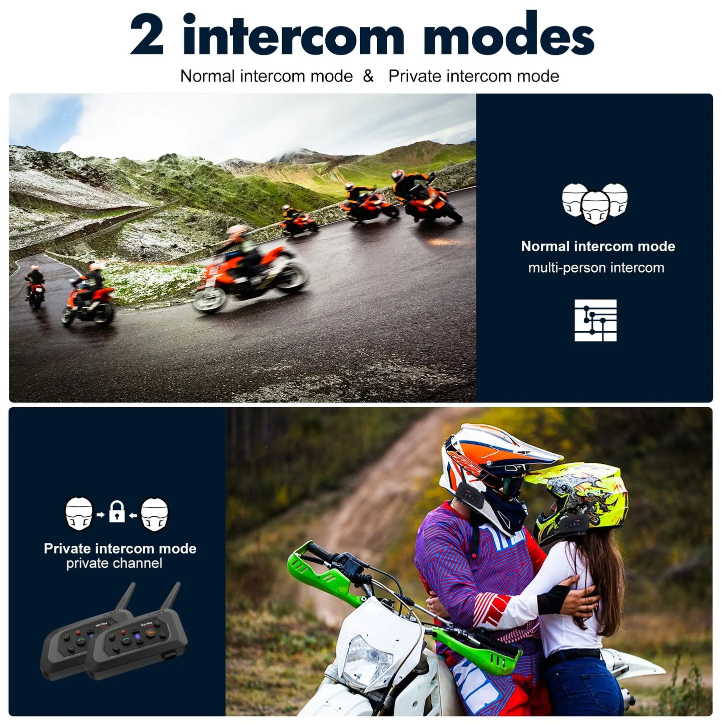 XiNOWY V6 Plus Motorcycle Bluetooth Intercom Helmet Headset 1200m Waterproof 6 Riders