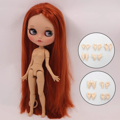 ICY DBS Blythe Doll Pouting Mouth Tan Skin Matte Face 1/6 BJD Joint Body