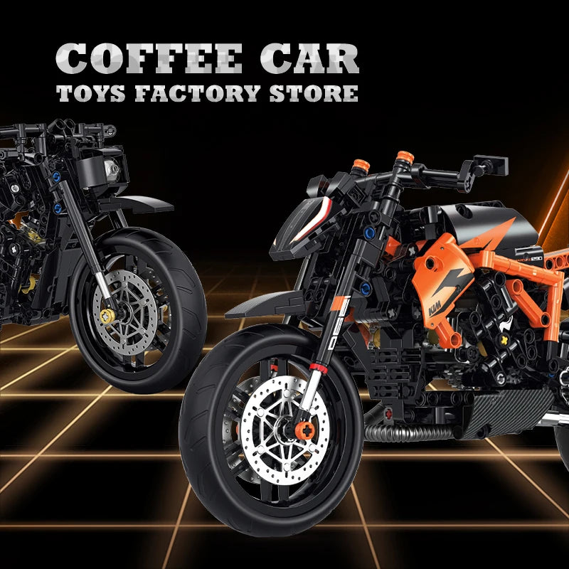 1:8 High-Tech Motorbike Building Blocks MOC Speed Racing Motorcycle Model Toy Gift
