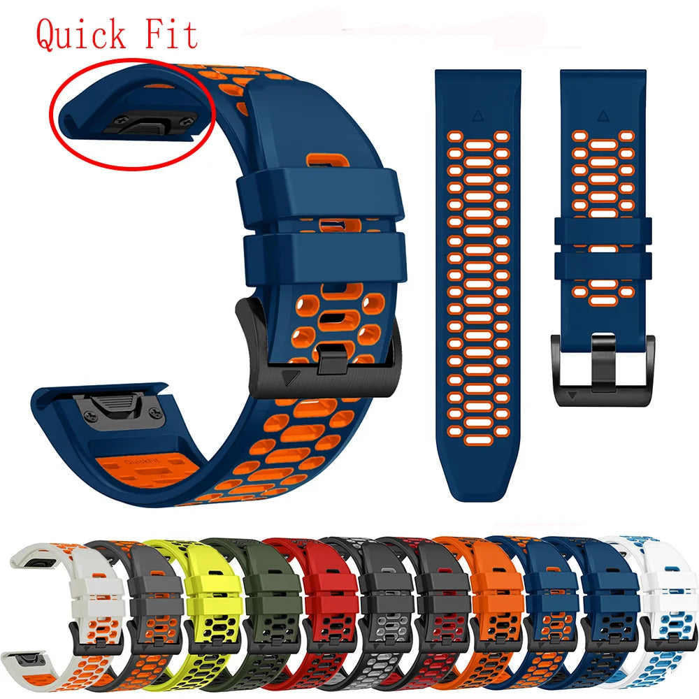 26mm Fit Silicone Strap Band For Garmin Fenix 7X 6X Pro 5X Plus