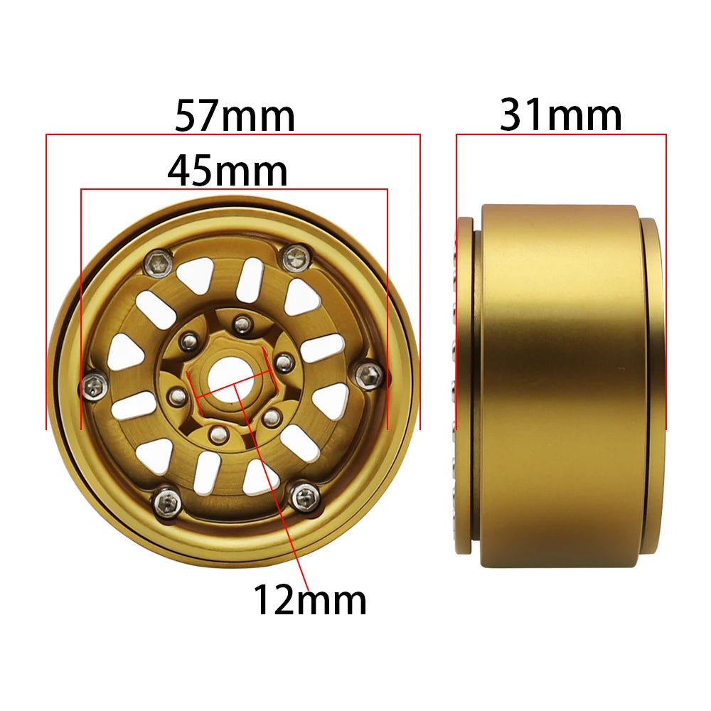 240g Brass 1.9" Beadlock Wheel Rim for 1/10 RC Crawler TRX4 TRX6 Axial SCX10 III - EXPROTAS