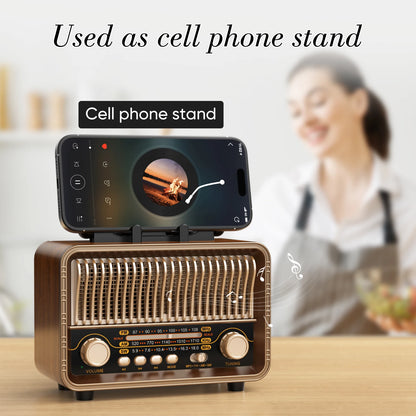 Rechargeable Battery Retro Portable Radio AM FM SW USB AUX for Home