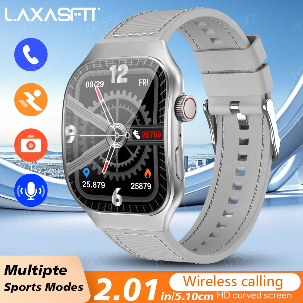 LAXASFIT Smart Watch Heart Rate Monitor 2.01 Inch Touch Screen for Men Women