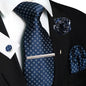 Men's Plaid Tie Clip Set with Pocket Square Cufflinks Wedding Accessories