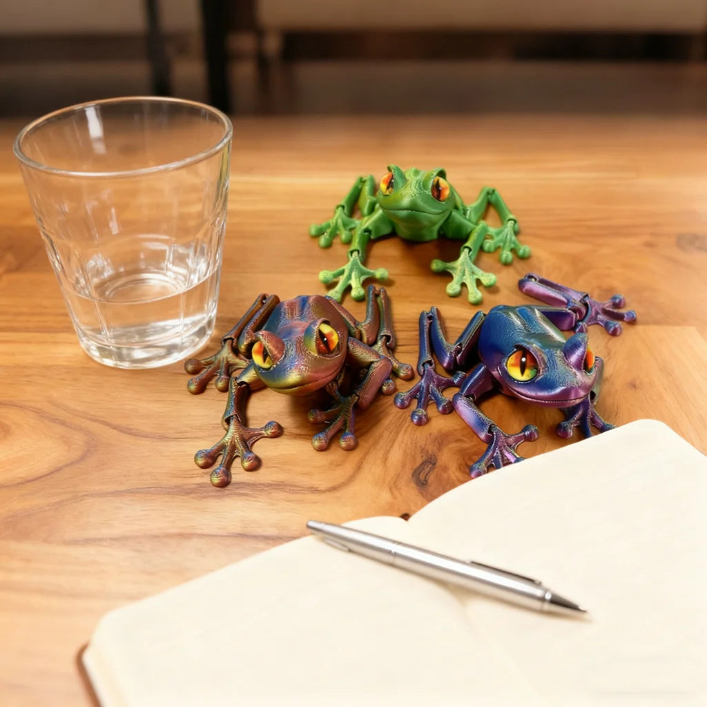 3D Printed Jointed Frog Figurine for Home Office Decor Articulated Poses