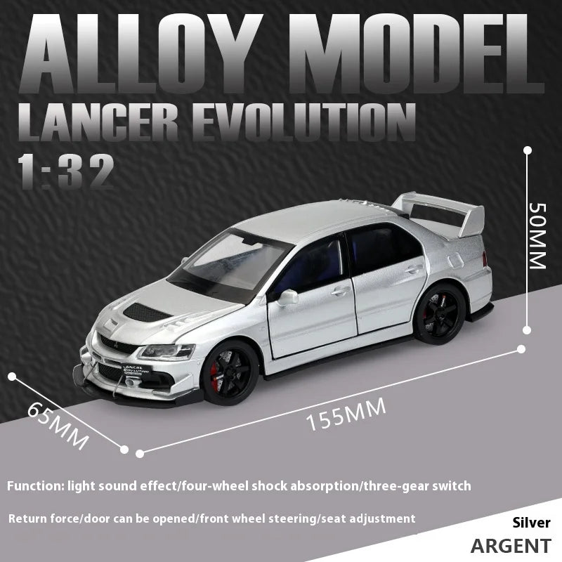 1:32 Mitsubishi Lancer Evolution Diecast Car Model Sound Light Metal Alloy